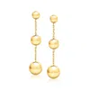 Ross-simons Italian 18kt Gold Over Sterling Beaded Cable-chain Drop Earrings