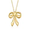 Ross-simons Italian 18kt Gold Over Sterling Bow Pendant Necklace In Gold