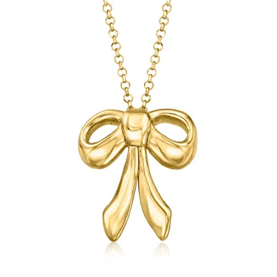 Ross-simons Italian 18kt Gold Over Sterling Bow Pendant Necklace