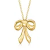 Ross-simons Italian 18kt Gold Over Sterling Bow Pendant Necklace In Multi
