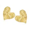 Ross-simons Italian 18kt Gold Over Sterling Brushed And Polished Heart Earrings In Yellow