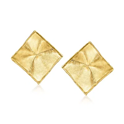 Ross-simons Italian 18kt Gold Over Sterling Brushed Square Earrings