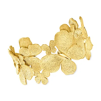 Ross-simons Italian 18kt Gold Over Sterling Butterfly Cuff Bracelet In Multi