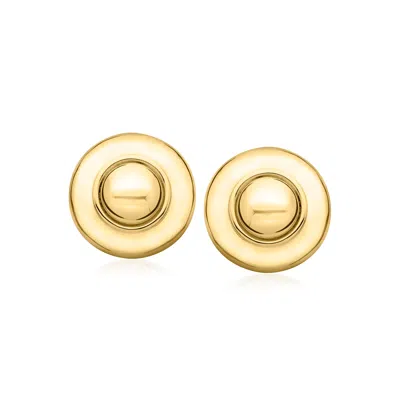 Ross-simons Italian 18kt Gold Over Sterling Button Earrings In Yellow
