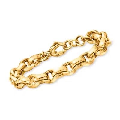 Ross-simons Italian 18kt Gold Over Sterling Cable-link Bracelet In Multi