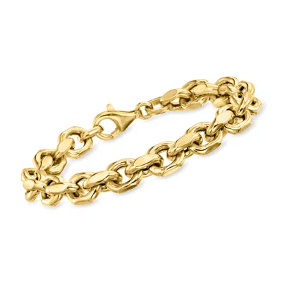 Ross-simons Italian 18kt Gold Over Sterling Cable-link Bracelet In Multi