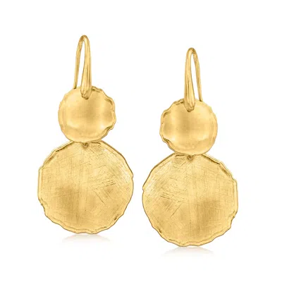 Ross-simons Italian 18kt Gold Over Sterling Circle Drop Earrings In Yellow