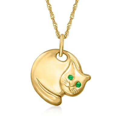 Ross-simons Italian 18kt Gold Over Sterling Curled-up Cat Pendant Necklace