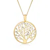 Ross-simons Italian 18kt Gold Over Sterling Cut-out Tree Of Life Pendant Necklace In Multi