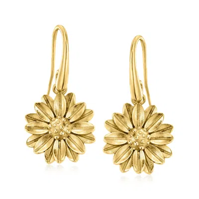 Ross-simons Italian 18kt Gold Over Sterling Daisy Drop Earrings In Multi