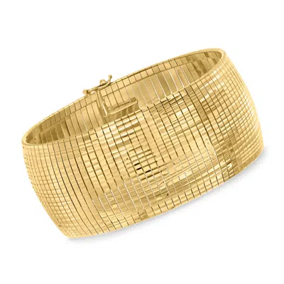 Ross-simons Italian 18kt Gold Over Sterling Diamond-cut And Polished Omega Bracelet In Multi