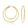 Ross-simons Italian 18kt Gold Over Sterling Double-hoop Earrings In Yellow