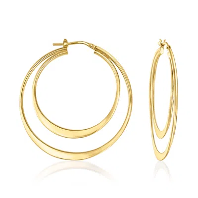 Ross-simons Italian 18kt Gold Over Sterling Double-hoop Earrings In Yellow