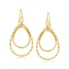 Ross-simons Italian 18kt Gold Over Sterling Double-oval Drop Earrings In Gold
