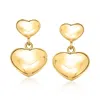 Ross-simons Italian 18kt Gold Over Sterling Double Puffed-heart Drop Earrings In Yellow