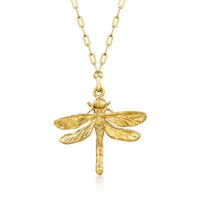 Ross-simons Italian 18kt Gold Over Sterling Dragonfly Paper Clip Link Necklace