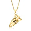 Ross-simons Italian 18kt Gold Over Sterling Etruscan Amphora Pendant Necklace With Black Enamel In Yellow