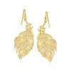 Ross-simons Italian 18kt Gold Over Sterling Filigree Feather Drop Earrings In Multi