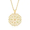 Ross-simons Italian 18kt Gold Over Sterling Filigree Pendant Necklace In Gold