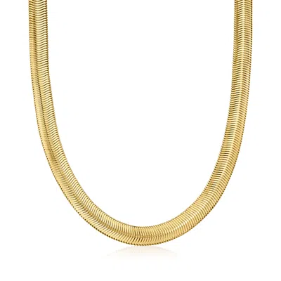 Ross-simons Italian 18kt Gold Over Sterling Flat Snake-chain Necklace In Multi