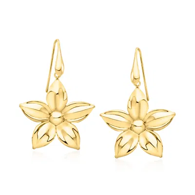 Ross-simons Italian 18kt Gold Over Sterling Flower Drop Earrings