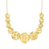 Ross-simons Italian 18kt Gold Over Sterling Graduated Disc Necklace In Multi