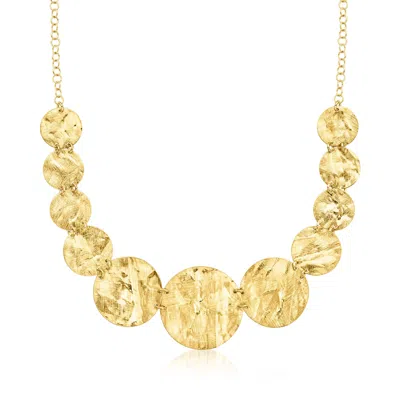 Ross-simons Italian 18kt Gold Over Sterling Graduated Disc Necklace In Multi