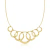 Ross-simons Italian 18kt Gold Over Sterling Graduated Multi-circle Necklace In Multi