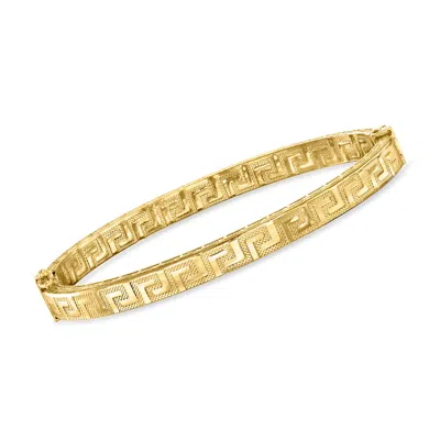 Ross-simons Italian 18kt Gold Over Sterling Greek Key Bangle Bracelet In Multi