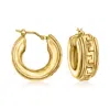 Ross-simons Italian 18kt Gold Over Sterling Greek Key Hoop Earrings In Gold