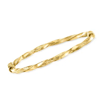 Ross-simons Italian 18kt Gold Over Sterling Greek Key Twisted Bangle Bracelet In Multi