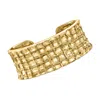 Ross-simons Italian 18kt Gold Over Sterling Grid-pattern Cuff Bracelet In Multi