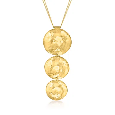 Ross-simons Italian 18kt Gold Over Sterling Hammered Graduated Circles Necklace In Multi