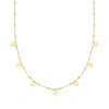 Ross-simons Italian 18kt Gold Over Sterling Heart And Bead Station Necklace In Multi