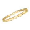 Ross-simons Italian 18kt Gold Over Sterling Heart Beaded Bracelet In Multi