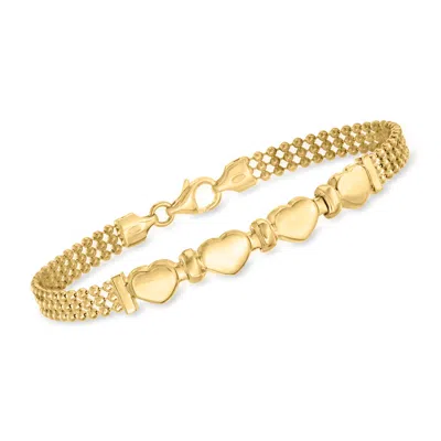 Ross-simons Italian 18kt Gold Over Sterling Heart Beaded Bracelet In Multi
