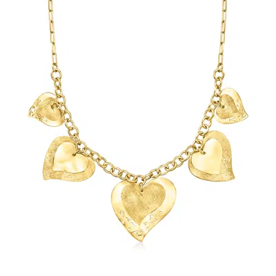 Ross-simons Italian 18kt Gold Over Sterling Heart Drop Necklace In Multi