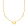 Ross-simons Italian 18kt Gold Over Sterling Heart Herringbone Necklace In Multi