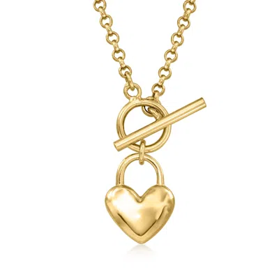 Ross-simons Italian 18kt Gold Over Sterling Heart Toggle Necklace In Multi