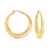 Ross-simons Italian 18kt Gold Over Sterling Hoop Earrings In Yellow