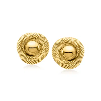 Ross-simons Italian 18kt Gold Over Sterling Knot Earrings In Yellow
