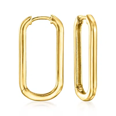 Ross-simons Italian 18kt Gold Over Sterling Large Paper Clip Link Hoop Earrings In Yellow