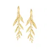 Ross-simons Italian 18kt Gold Over Sterling Leaf And Branch Drop Earrings In Multi