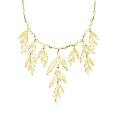 Ross-simons Italian 18kt Gold Over Sterling Leaf Branch Necklace
