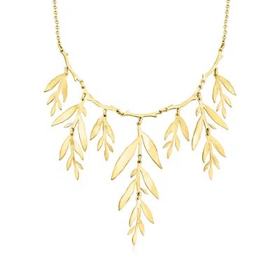 Ross-simons Italian 18kt Gold Over Sterling Leaf Branch Necklace In Multi