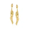 Ross-simons Italian 18kt Gold Over Sterling Leaf Drop Earrings In Yellow