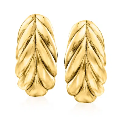 Ross-simons Italian 18kt Gold Over Sterling Leaf Earrings In Yellow