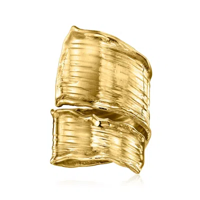 Ross-simons Italian 18kt Gold Over Sterling Lined Bypass Ring In Yellow