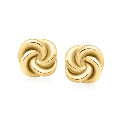 Ross-simons Italian 18kt Gold Over Sterling Love Knot Earrings In Yellow