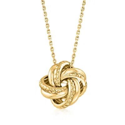 Ross-simons Italian 18kt Gold Over Sterling Love Knot Pendant Necklace In Multi